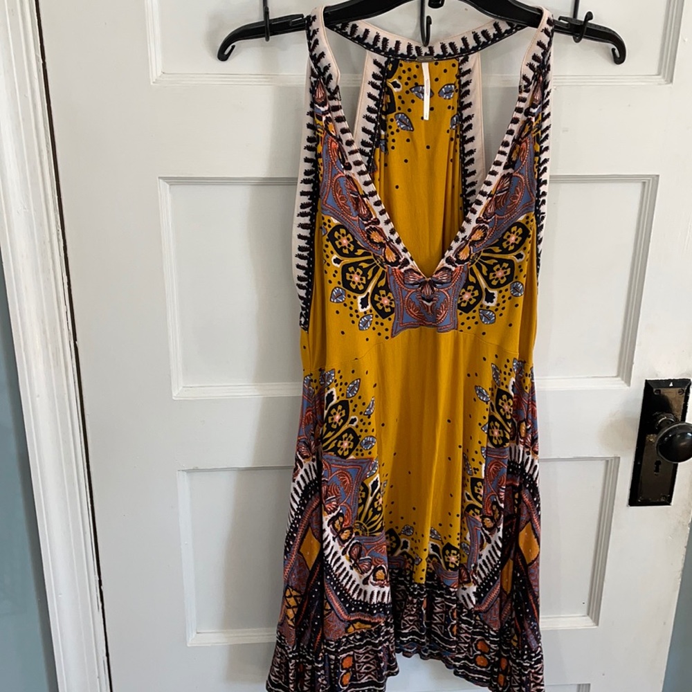Free People sundress. Summer Trapeze mini. Beautiful flattering multi colored